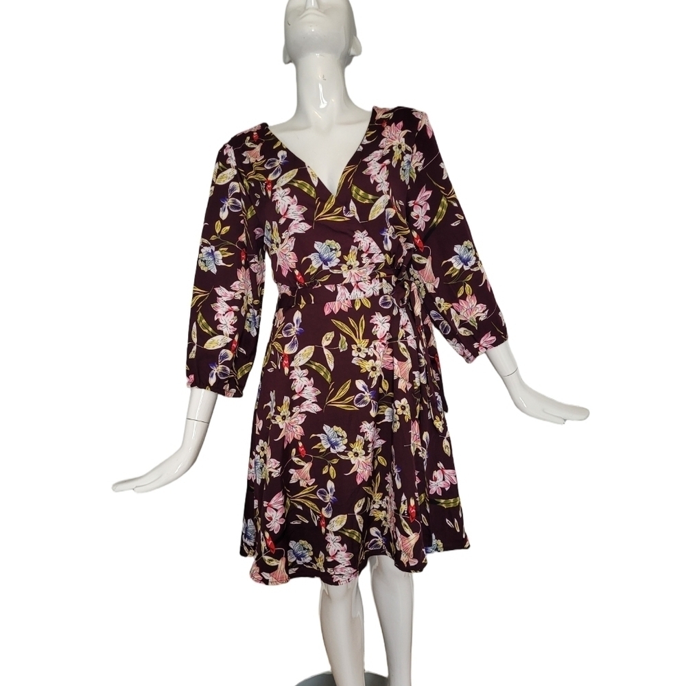 Modcloth Yumi Floral Faux Wrap Dress, VGUC, Size 10